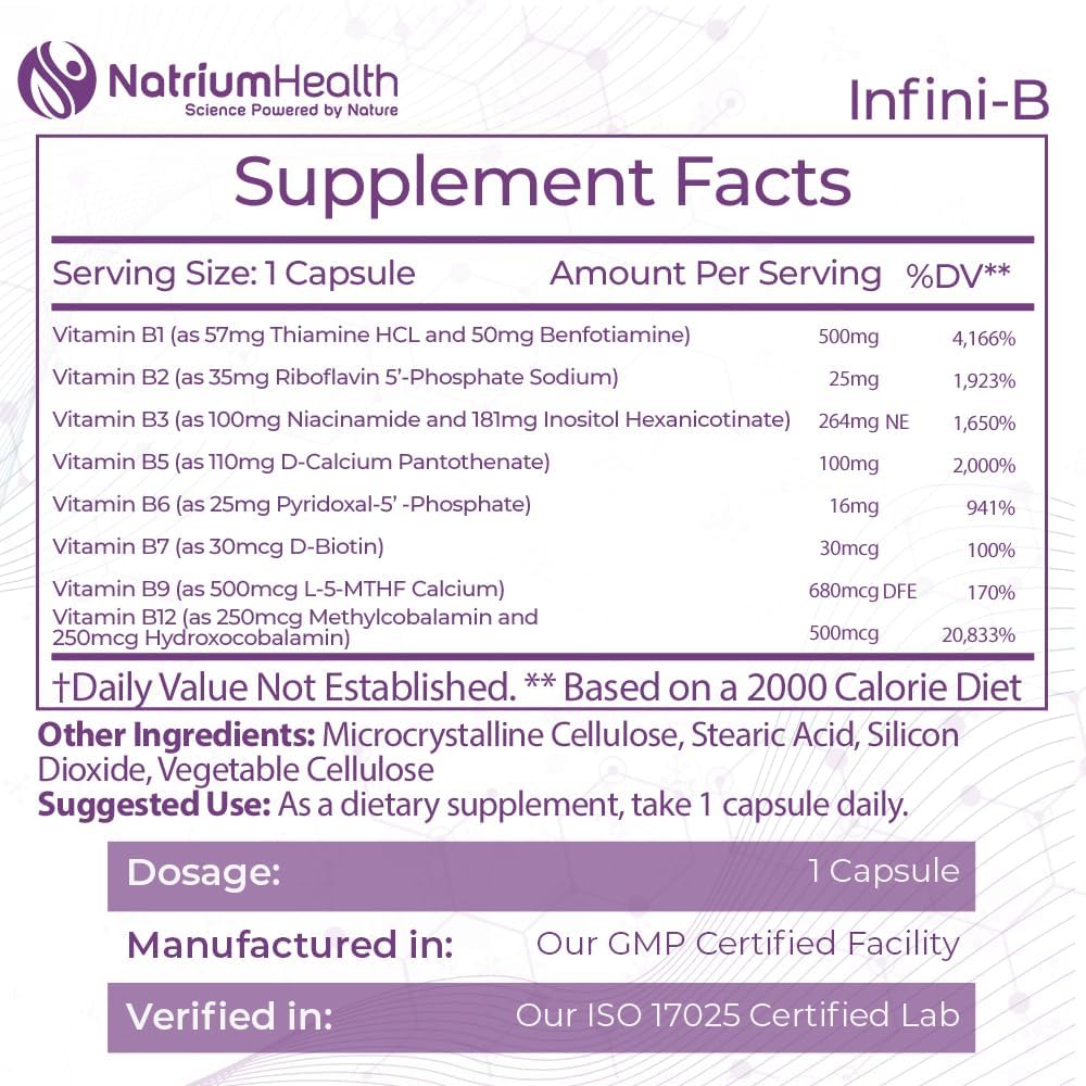 Nootropics Depot Infini-B Advanced B-Complex Capsules for Enhanced Cognitive and Metabolic Support