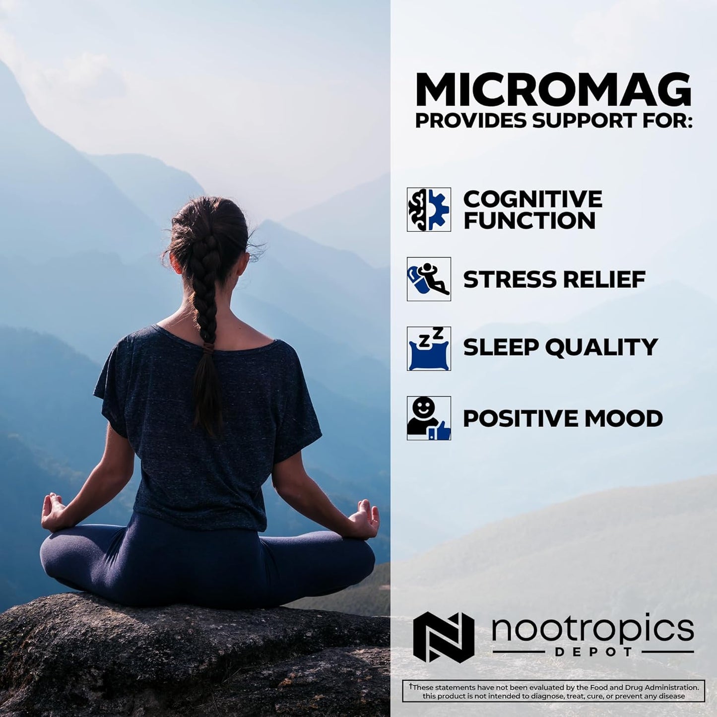 Nootropics Depot MicroMag Magnesium Capsules - 625mg - 90 Count - 200mg Elemental Magnesium