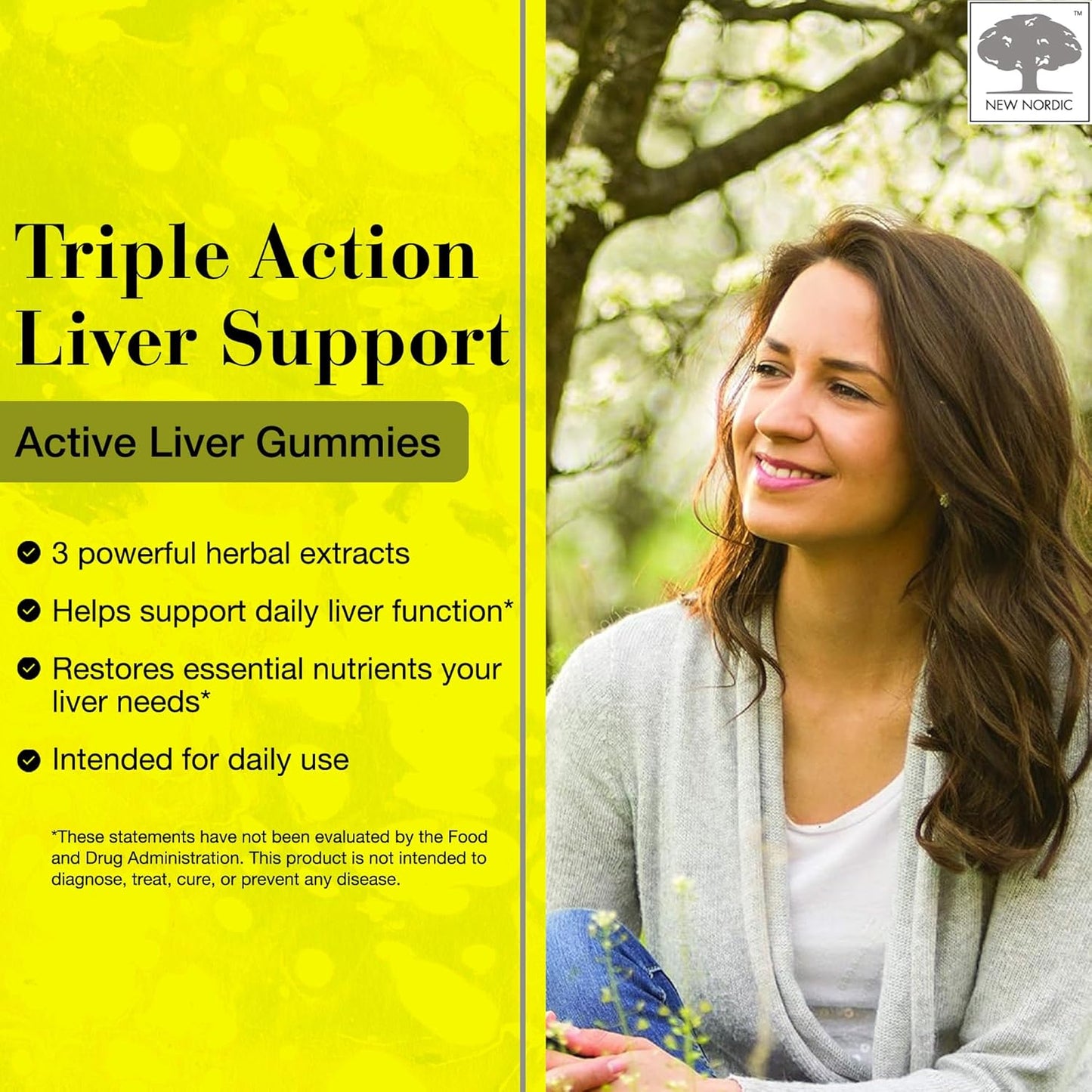 Nordic Active Liver Gummies with Milk Thistle, Artichoke & Turmeric - Peach & Mango Flavor, Vegan & Sugar Free - 60 Count