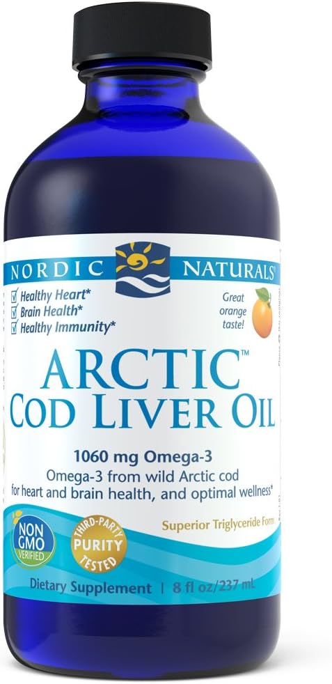 Nordic Naturals Arctic CLO 8 fl oz - Heart & Brain Health, Optimal Wellness - Orange Flavor - 1 Pack