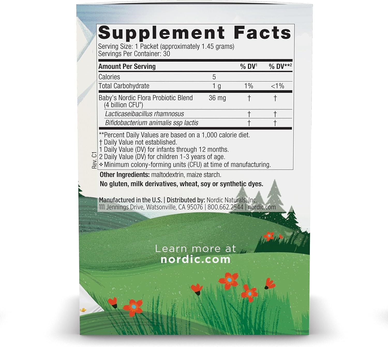 Nordic Naturals Baby Probiotic Powder - Unflavored, 30 Packets, 4 Billion CFU - Digestive & Immune Support for Babies & Toddlers