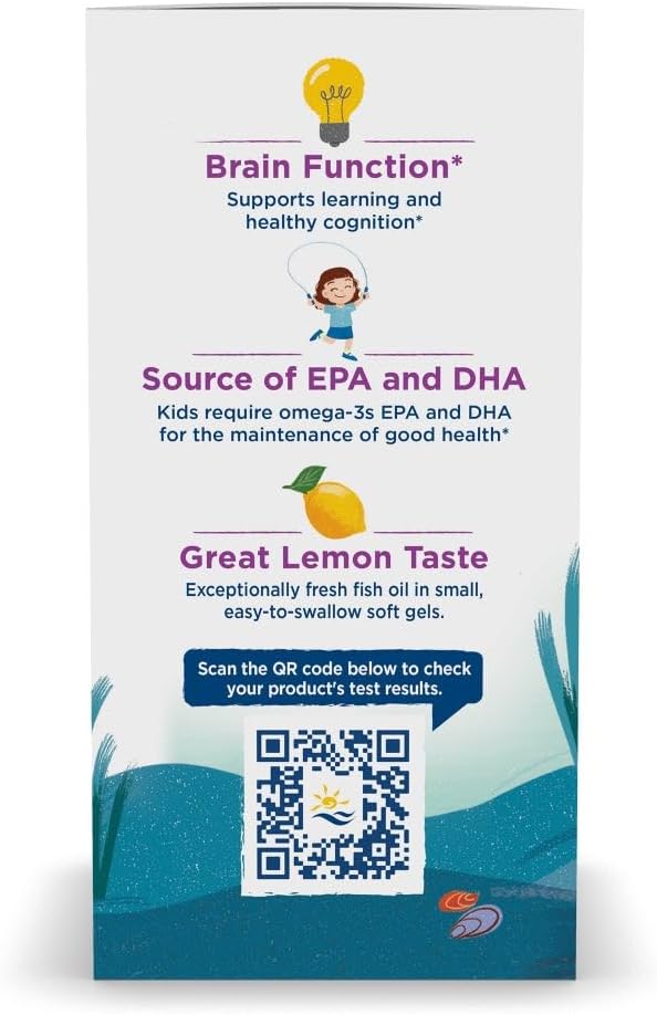 Nordic Naturals Complete Omega Jr. Lemon Soft Gels - 180 Mini, 283 mg Omega-3s, 35 mg GLA, Healthy Cognition, Nervous System - Non-GMO, 90 Servings
