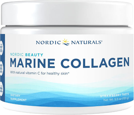 Nordic Naturals Marine Collagen Powder with Vitamin C - Strawberry Flavor - 5.29 oz - Skin, Joint, and Bone Health - 30 Servings