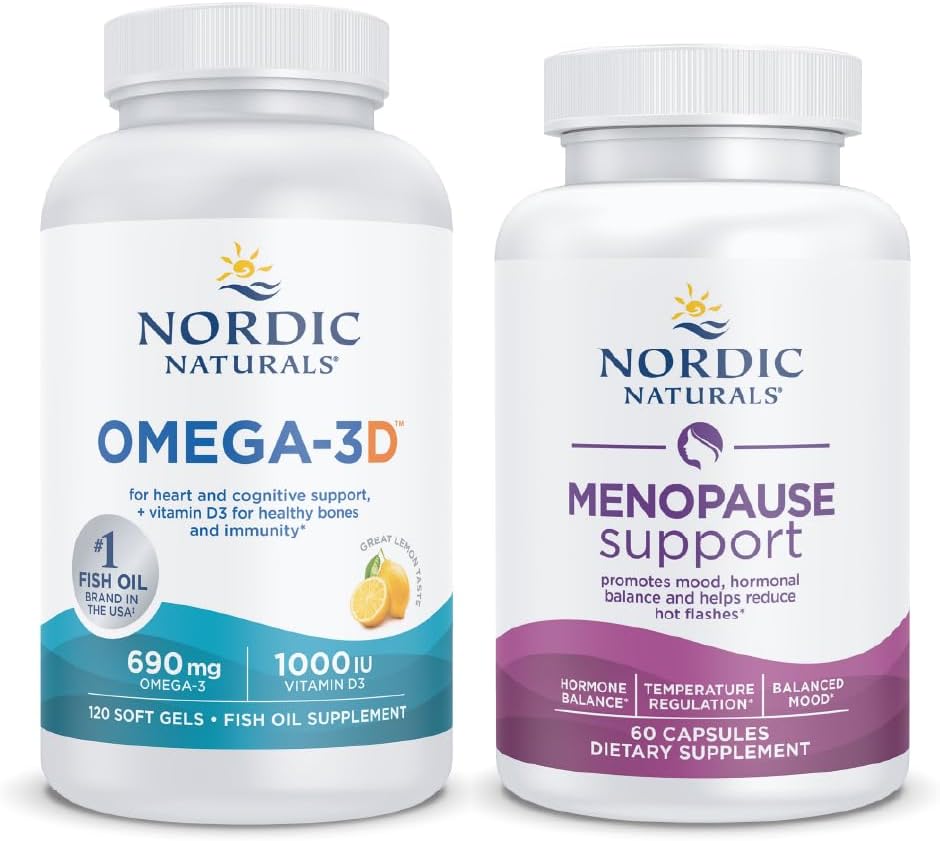 Nordic Naturals Menopause Support and Omega-3D Starter Pack - Natural Menopause Relief and Essential Fatty Acids