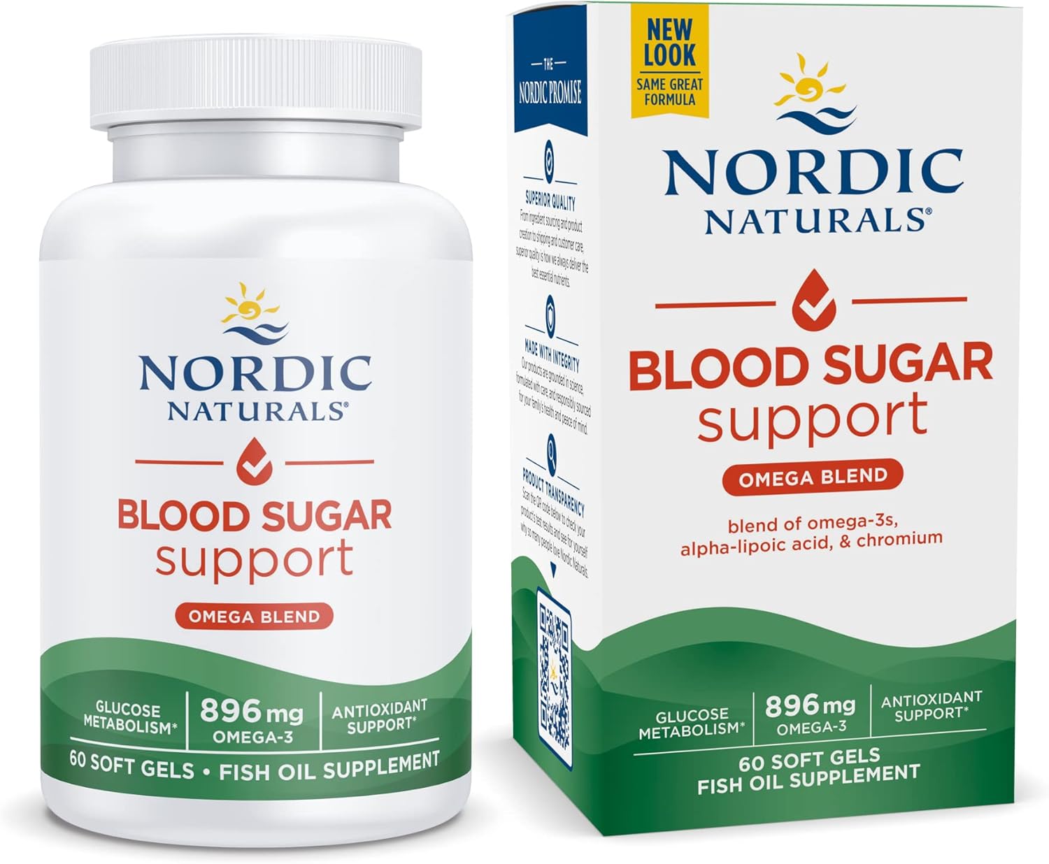 Nordic Naturals Omega Blood Sugar Soft Gels - Lemon Flavor - 60 Count - Supports Metabolism with Omega-3, Alpha-Lipoic Acid, and Chromium - Non-GMO - 30 Servings