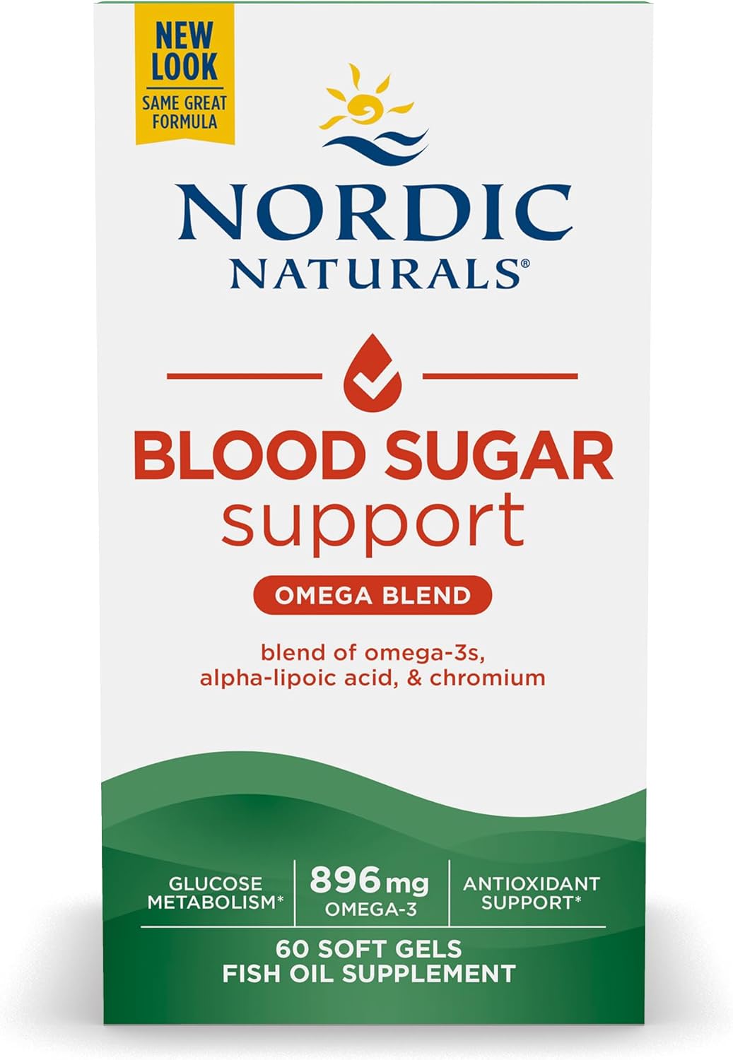 Nordic Naturals Omega Blood Sugar Soft Gels - Lemon Flavor - 60 Count - Supports Metabolism with Omega-3, Alpha-Lipoic Acid, and Chromium - Non-GMO - 30 Servings