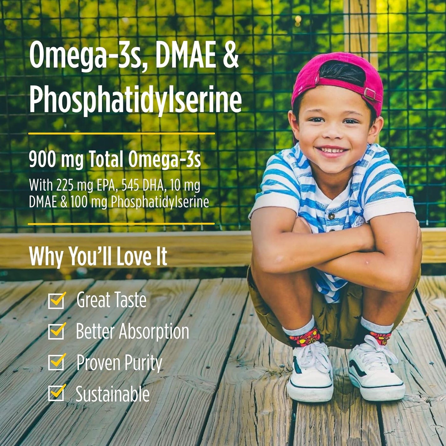 Nordic Naturals Omega Focus Jr. Lemon Soft Gels - 900mg Omega-3s with EPA, DHA, DMAE & Phosphatidylserine for Attention & Learning - Non-GMO - 30 Servings