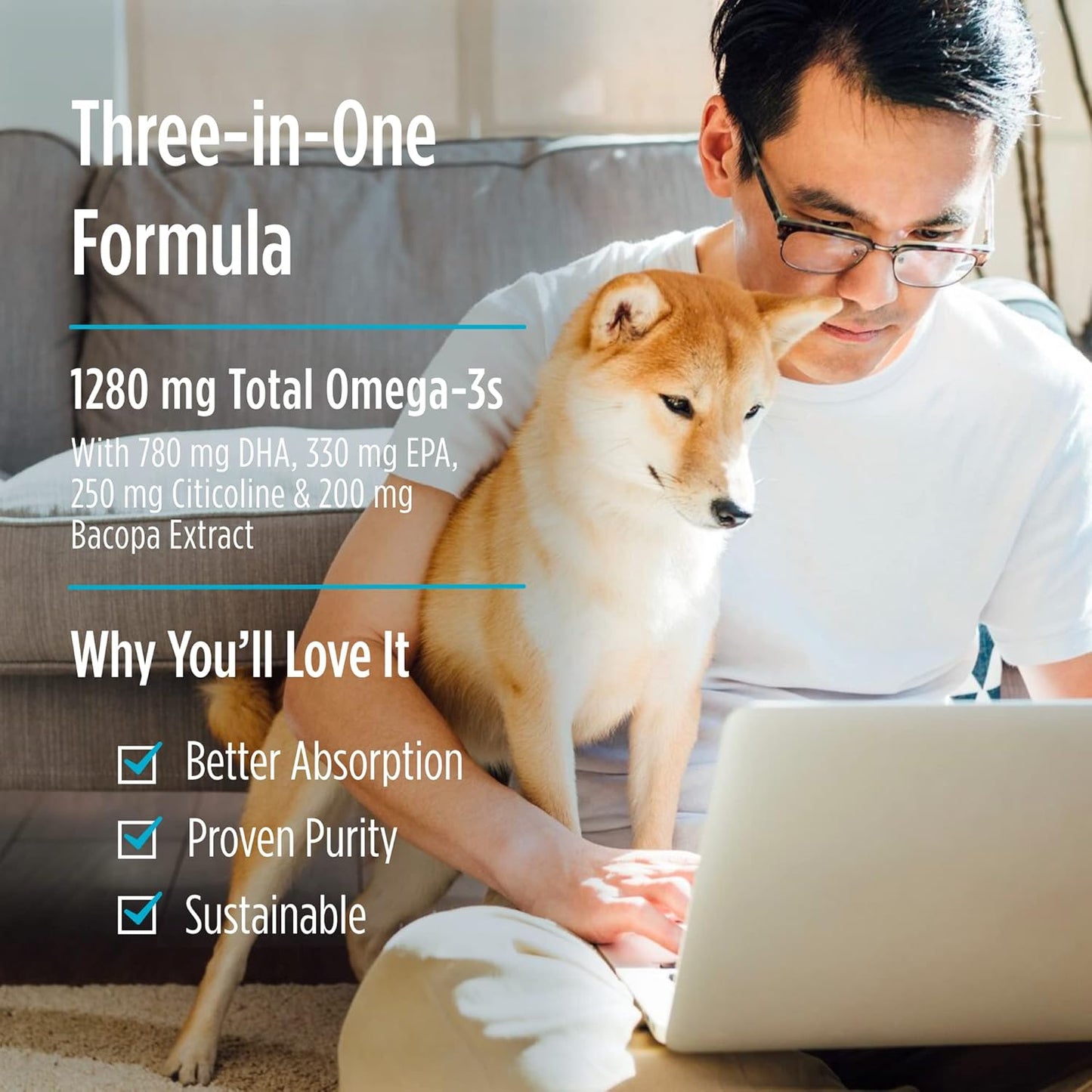 Nordic Naturals Omega Focus Soft Gels - Lemon Flavor - 60 Count - 1280mg Omega-3 + Citicoline & Bacopa Monnieri - Brain Health Supplement - Non-GMO - 30 Servings