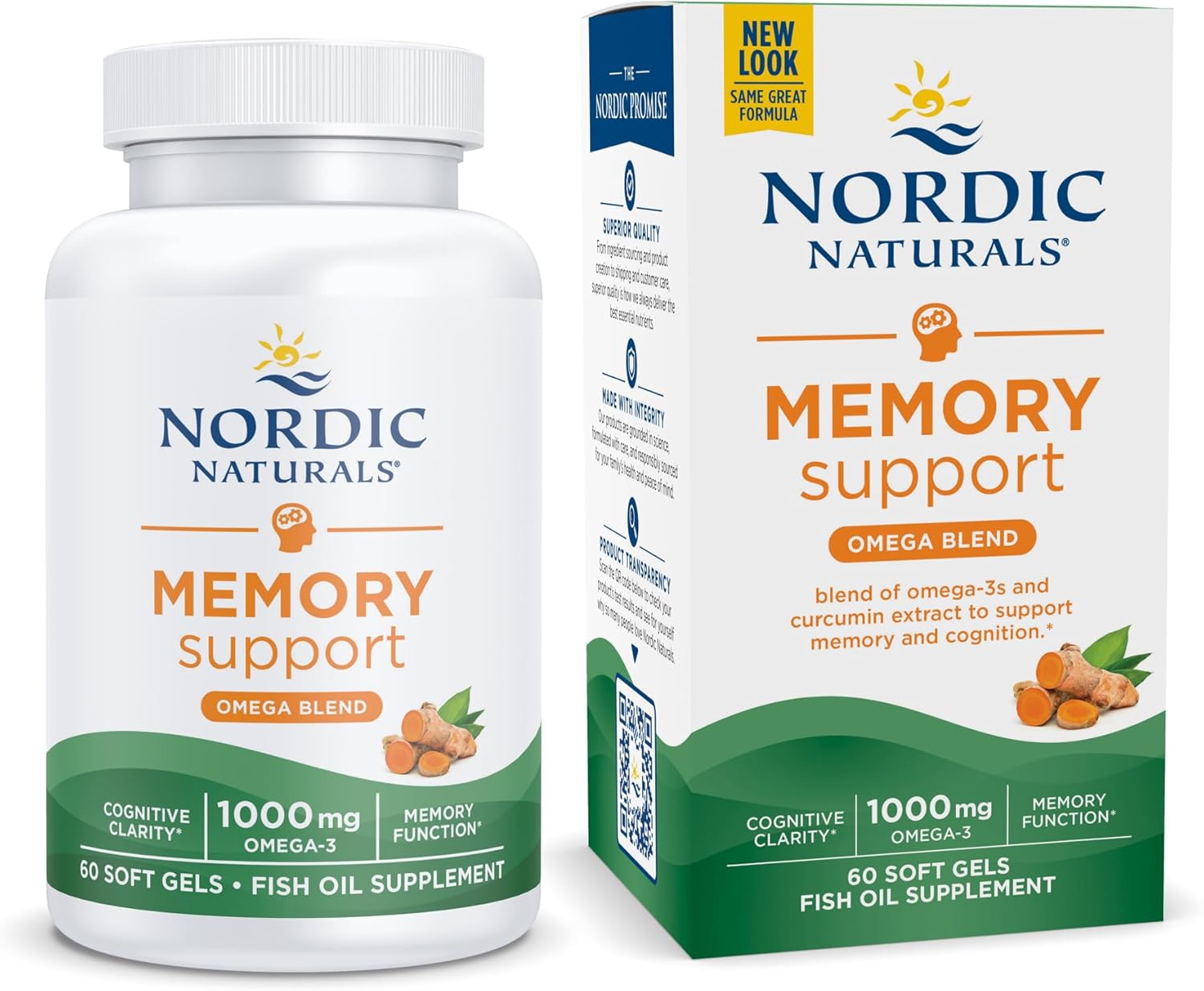 Nordic Naturals Omega Memory Soft Gels: 1000mg Omega-3 + 400mg Curcumin for Memory & Cognition - 30 Servings