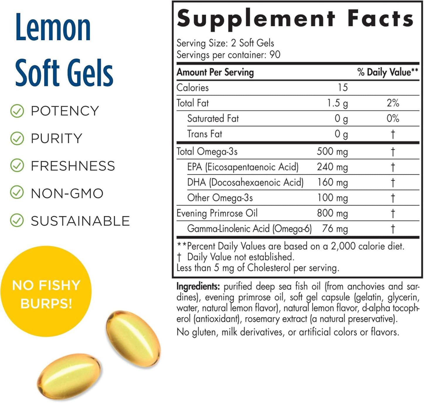 Nordic Naturals Pro Balanced Omega Soft Gels - Lemon Flavor - 180 Count - 500mg Omega-3 + 800mg Evening Primrose Oil - Skin & Hormone Support - Non-GMO - 90 Servings