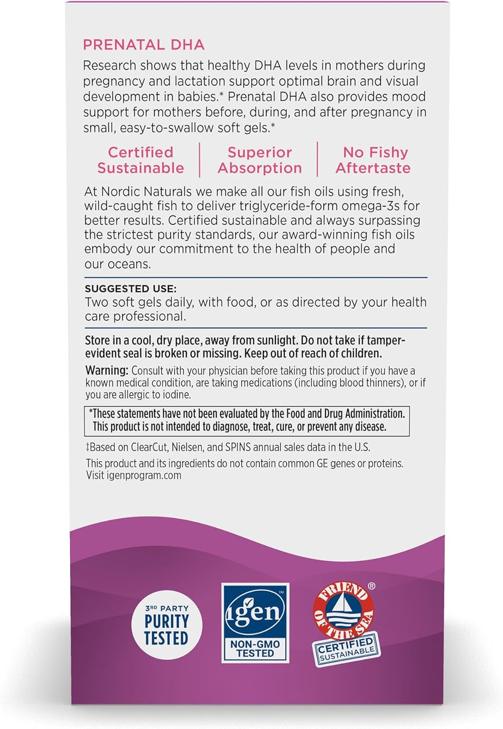Nordic Naturals Pro Prenatal DHA Soft Gels - 830 mg Omega-3 + 400 IU Vitamin D3 - Brain Development Support for Babies - Non-GMO - 45 Servings