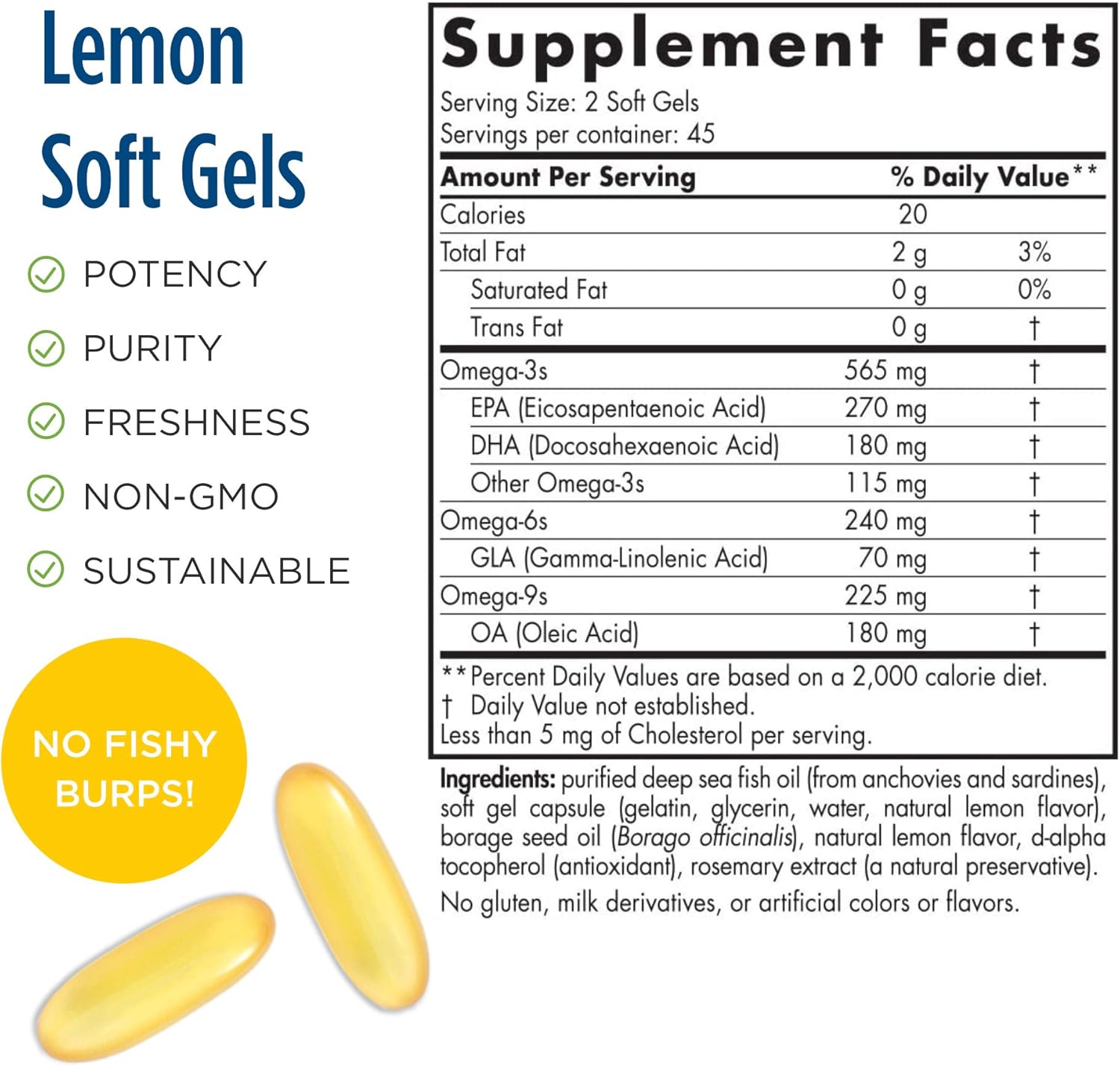 Nordic Naturals ProEFA 3-6-9 Soft Gels - Lemon Flavor, 90 Count - Enhanced Omega-3 EPA, DHA & GLA - Supports Skin, Brain, & Mood - Non-GMO - 45 Servings