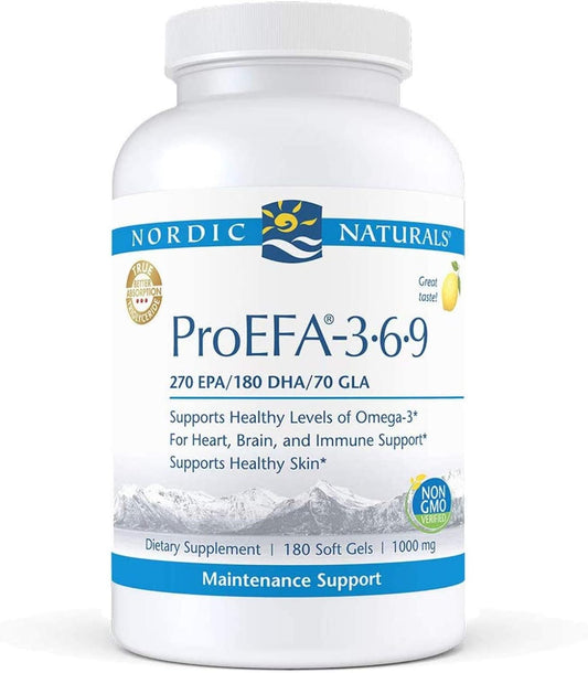 Nordic Naturals ProEFA 3-6-9 Soft Gels, Lemon Flavor - 180 Count - EPA & DHA with GLA - Healthy Skin, Cognition, Positive Mood - Non-GMO - 90 Servings
