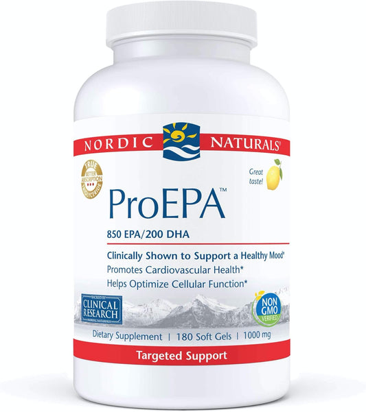 Nordic Naturals ProEPA Lemon Soft Gels: 180 Count, 1210mg Omega-3, High-Intensity EPA for Mood, Heart & Cellular Health - Non-GMO - 90 Servings