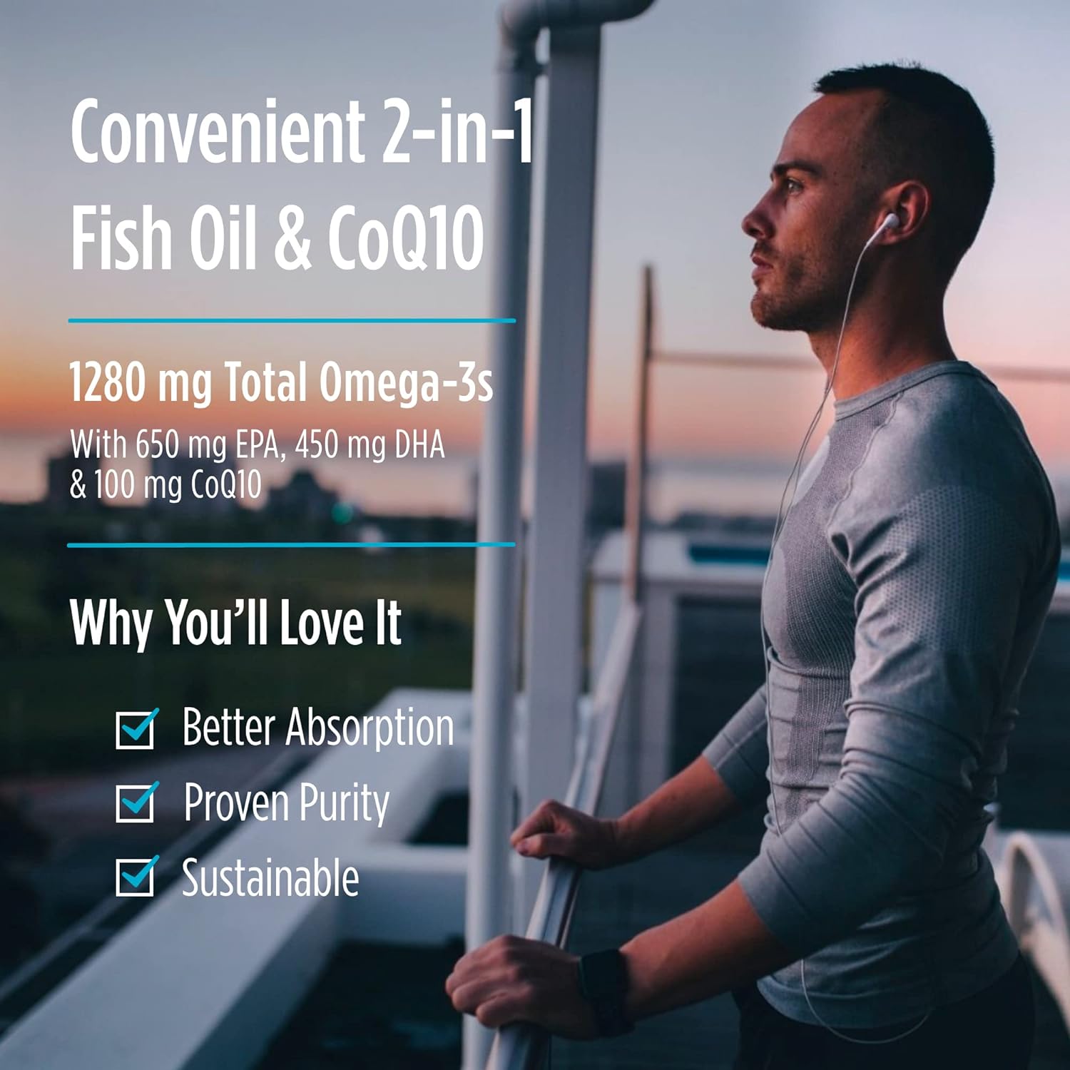 Nordic Naturals Ultimate Omega + CoQ10 Soft Gels - Lemon Flavor - 1280mg Omega-3 & 100mg CoQ10 - Heart & Cellular Health Support - Non-GMO - 60 Servings