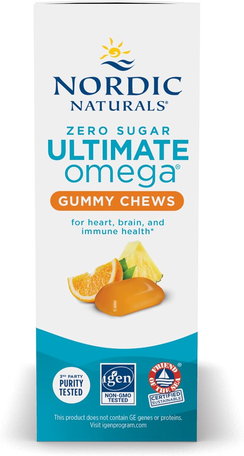 Nordic Naturals Ultimate Omega Gummy Chews - Tropical Fruit Flavor, 54 Gummies, Non-GMO, Vegetarian - Supports Heart, Brain, Immune Health - 27 Servings