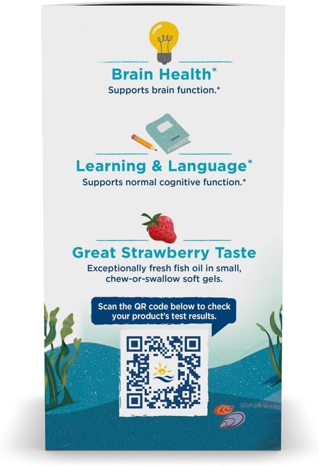 Nordic Naturals Ultimate Omega Jr. Strawberry Soft Gels - 680 Omega-3s for Brain Health & Mood - Non-GMO - 60 Servings