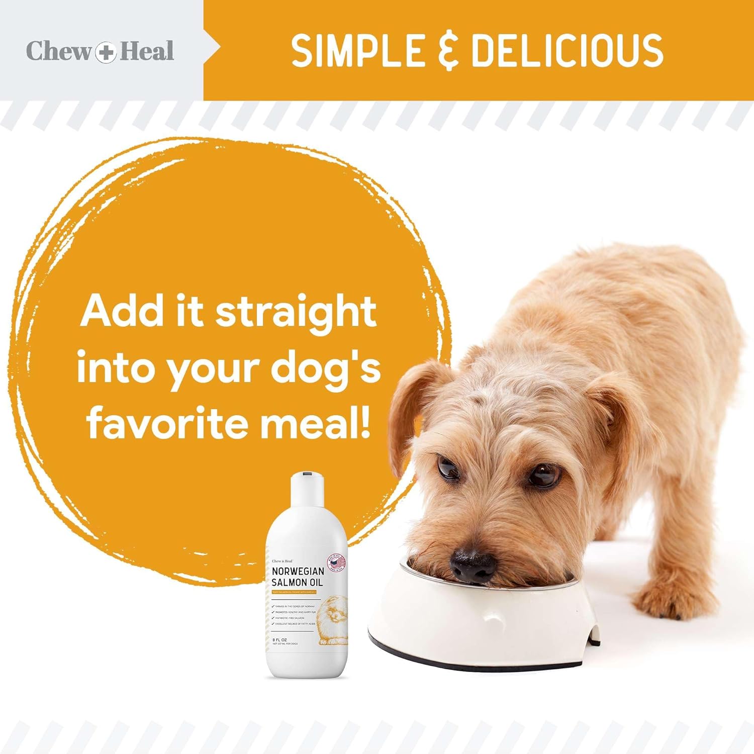 Norwegian Dog Salmon Oil for Dogs - Omega 3 Supplement for Skin and Coat Health - Itchy Skin Support - 8 oz Liquid - Essential Fish Oil Supplement for Dogs