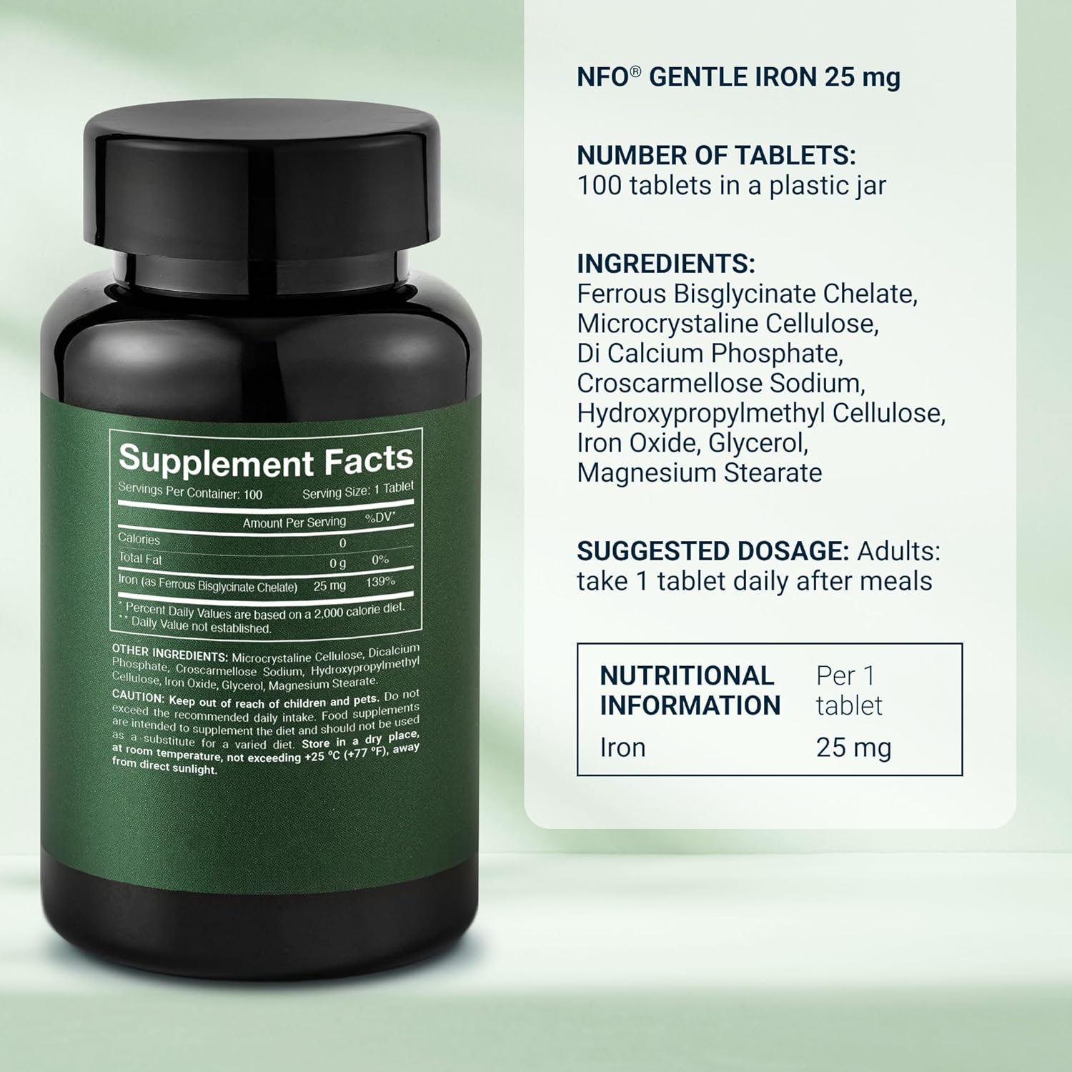 Norwegian Natural High Dose Iron Complex with Ferrochel Formula - 100 Tablets, Vegan-Friendly and Highly Bioavailable Iron Supplement for Efficient Iron Deficiency Treatment