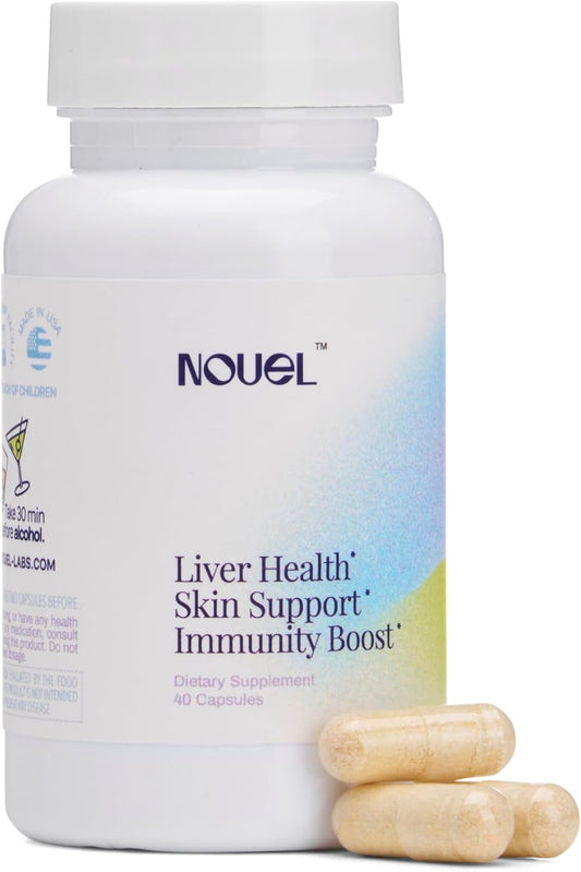 Nouel Recovery Supplement for Drinking | Skin, Liver, Immunity Support | Milk Thistle, NAC, CoQ10 | 40 Capsules