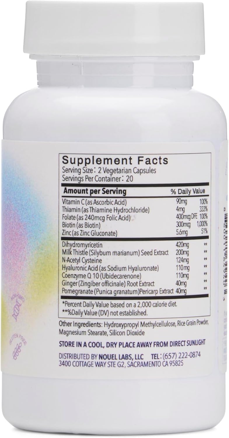 Nouel Recovery Supplement for Drinking | Skin, Liver, Immunity Support | Milk Thistle, NAC, CoQ10 | 40 Capsules