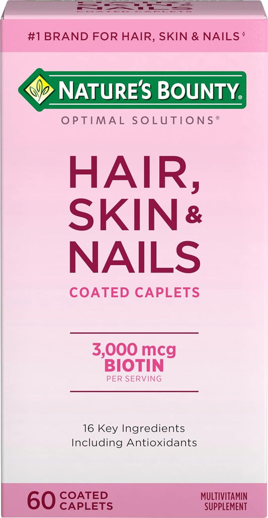 Nourish Your Hair, Skin & Nails with Nature's Bounty Optimal Solutions, 60 Caplets, 3,000 mcg Biotin