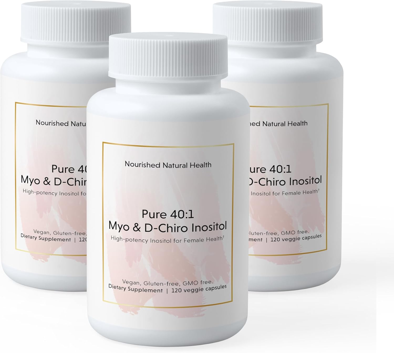 Nourished 40:1 Myo & D-Chiro Pure Inositol Supplement for Women - 360 Capsules for Fertility and Skin Health