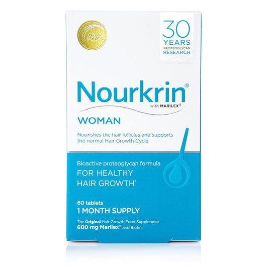 Nourkrin Woman Hair Growth Supplement with Marilex, Biotin, and Silica - 60 Tablets (1 Month Supply)