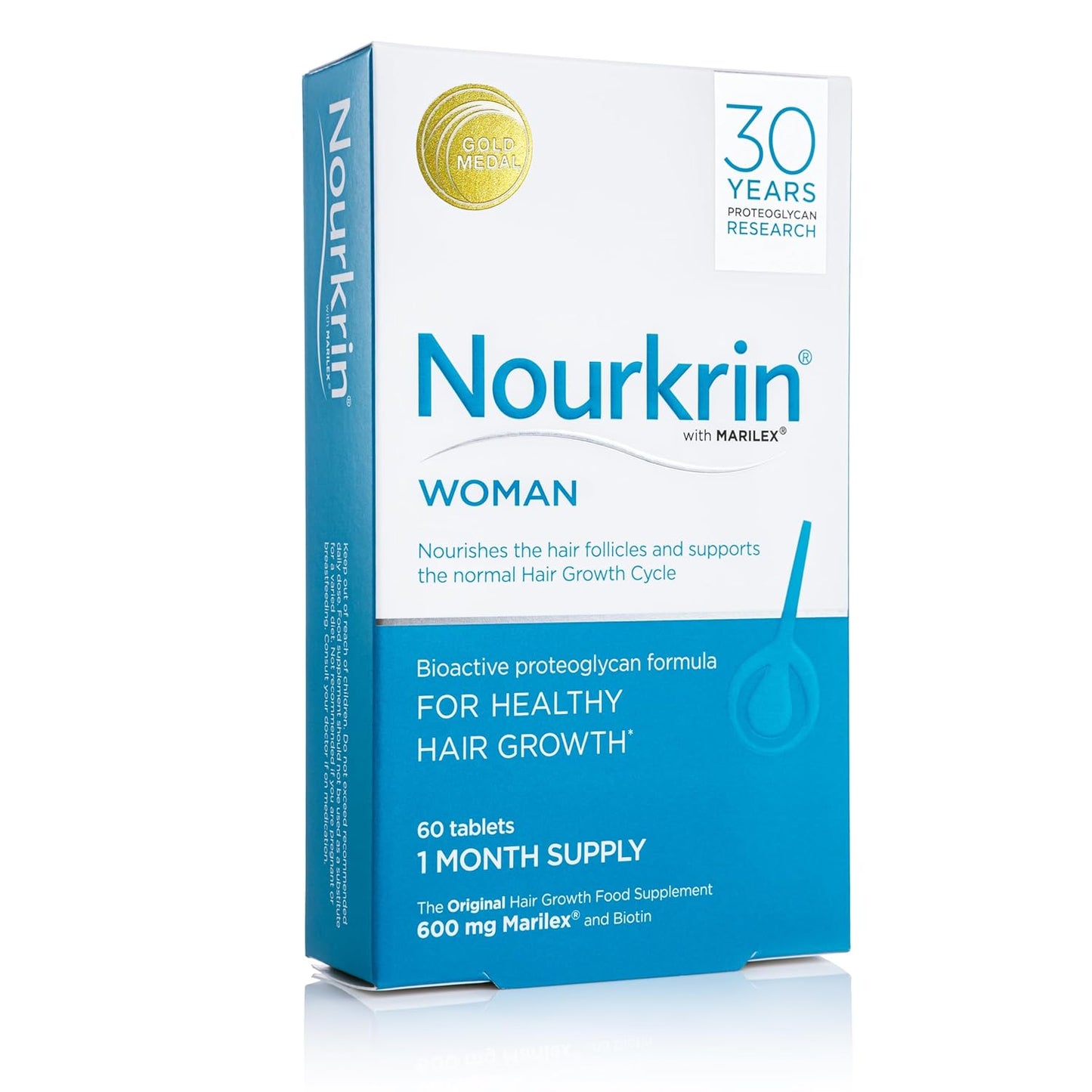 Nourkrin Woman Hair Growth Supplement with Marilex, Biotin, and Silica - 60 Tablets (1 Month Supply)