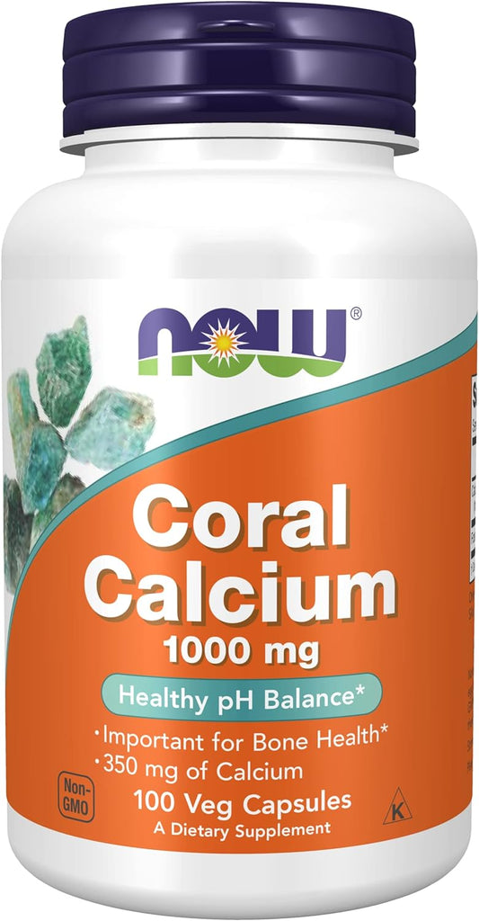NOW Coral Calcium 1000mg Supplement - 200 Capsules Pack - Vegan-Friendly Formula