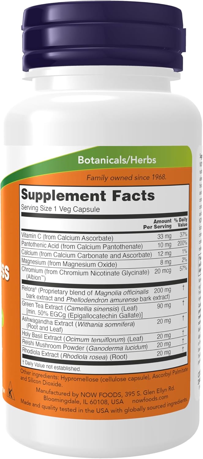 NOW Foods Adrenal Stress Support Supplement with Relora for Everyday Stress and Appetite Management, 90 Veg Capsules