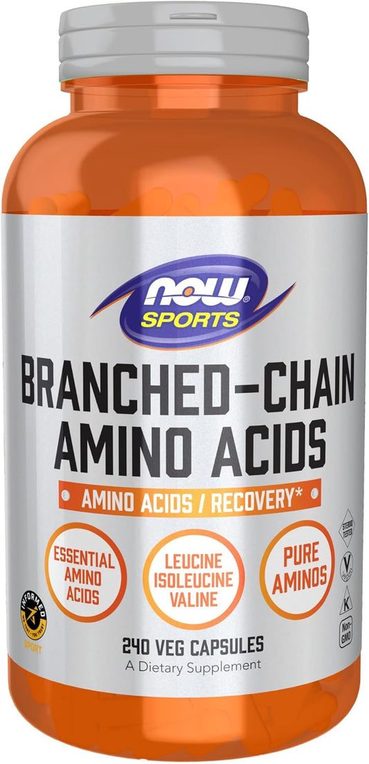 NOW Foods BCAA Capsules - 240 Count Veg Capsules with Leucine, Isoleucine, and Valine