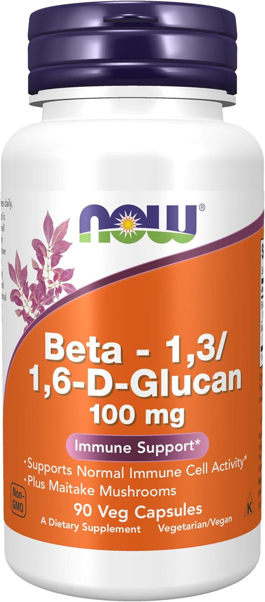 NOW Foods Beta Glucan 100mg with Maitake Mushrooms - 90 Veg Capsules