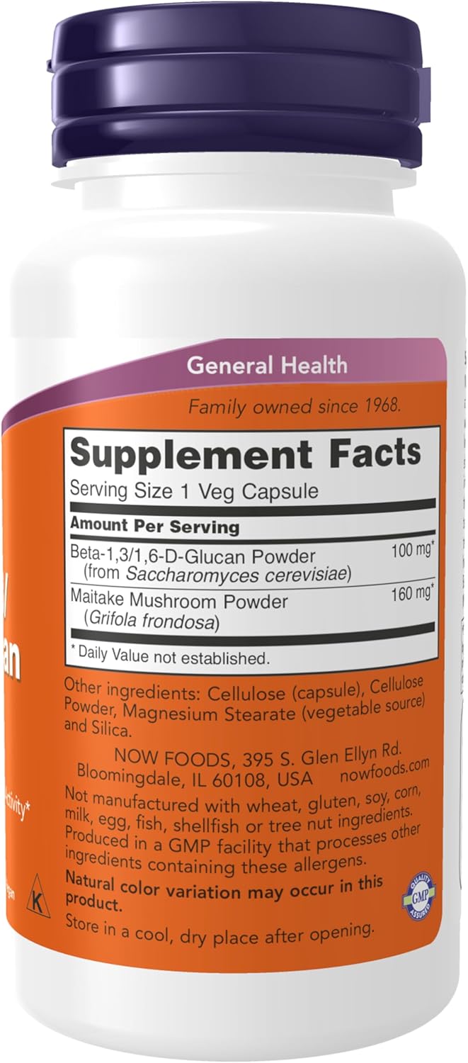 NOW Foods Beta Glucan 100mg with Maitake Mushrooms - 90 Veg Capsules