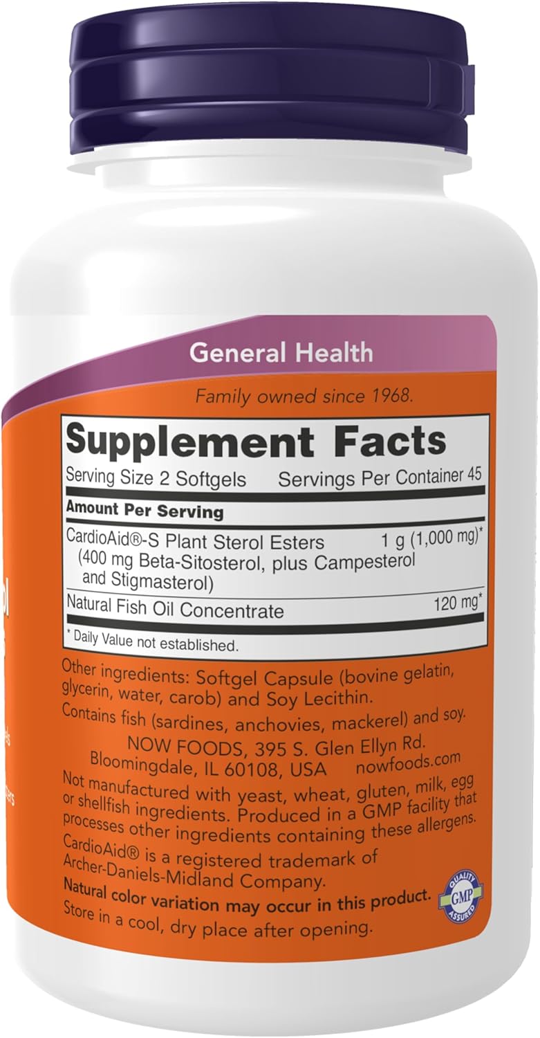 NOW Foods Beta-Sitosterol Plant Sterols with CardioAid®-S Plant Sterol Esters and Fish Oil Softgels - 90 Count