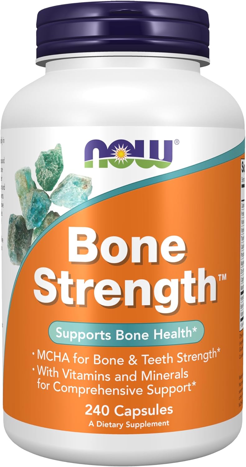 NOW Foods Bone Strength™ Supplement with MCHA, Magnesium, Vitamins C,D,K - 240 Capsules