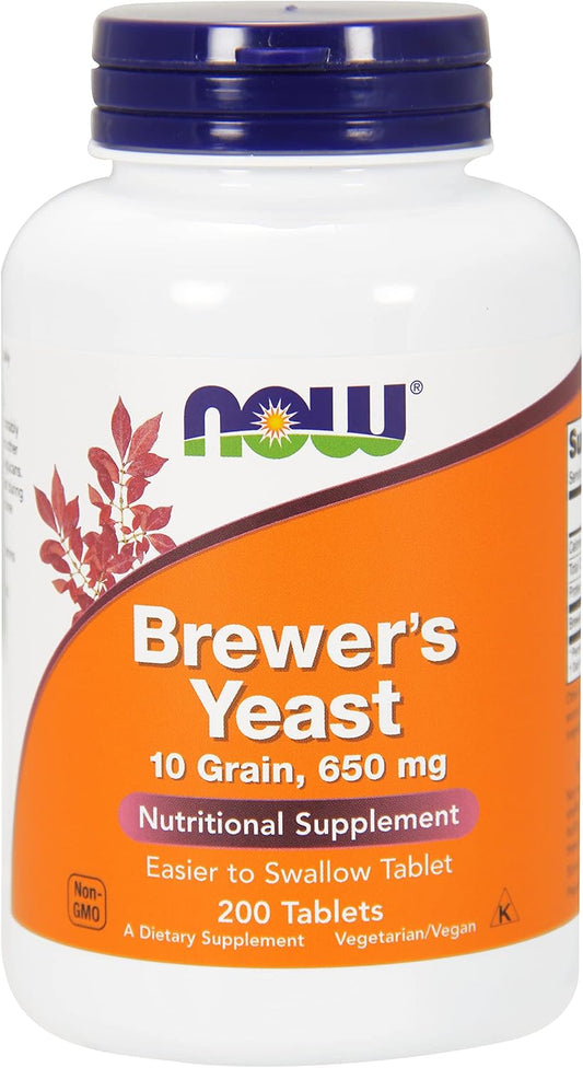 NOW Foods Brewers Yeast Tablets - 10 Grams, 200 Count - Natural Source of B Vitamins for Overall Wellness