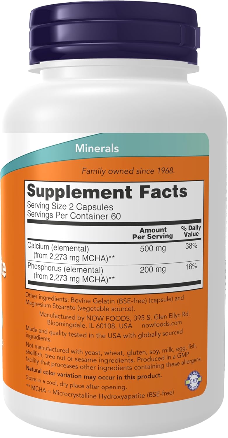 NOW Foods Calcium Hydroxyapatite Capsules - 120 Caps, Bone Health Support