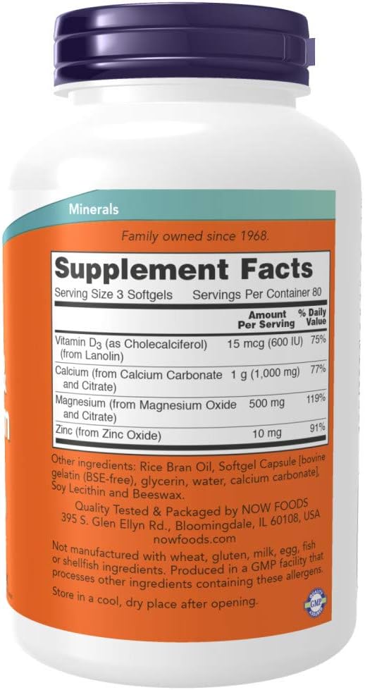 NOW Foods Calcium & Magnesium Softgel Supplement - 2 Pack, 480 Softgels