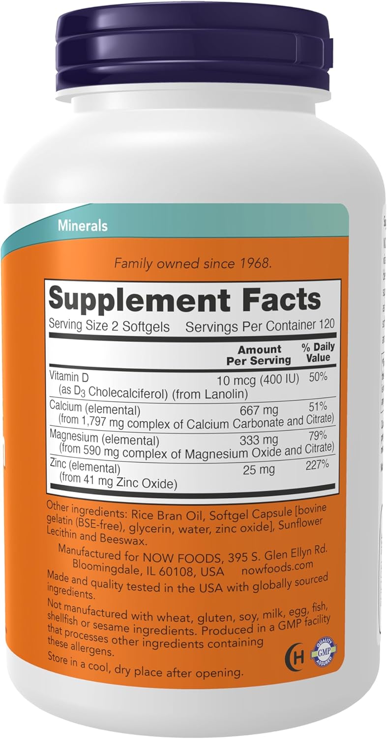 NOW Foods Calcium & Magnesium Softgel Supplement - 2 Pack, 480 Softgels