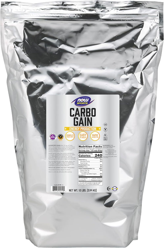 NOW Foods Carbo Gain Powder (Maltodextrin) for Rapid Energy Production - 12-Pound Size