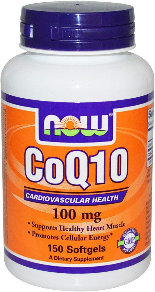 NOW Foods Coq10 100mg Double Strength 300 Softgels - Heart Health and Energy Support Supplement