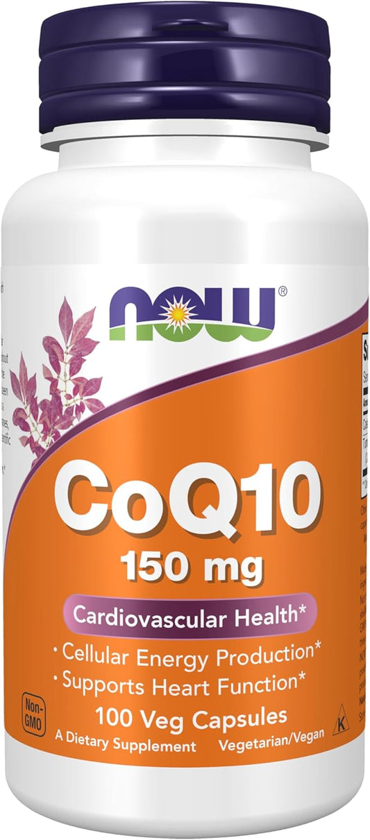 NOW Foods CoQ10 150mg Veg Capsules - Pharmaceutical Grade All-Trans Form for Heart Health