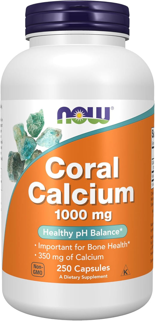 NOW Foods Coral Calcium 1,000 mg Supplements - Promotes Bone Health and pH Balance - 250 Veg Capsules
