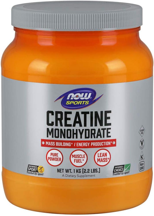 NOW Foods Creatine Monohydrate Powder for Mass Building and Energy Production, 2.2-Pound Jar