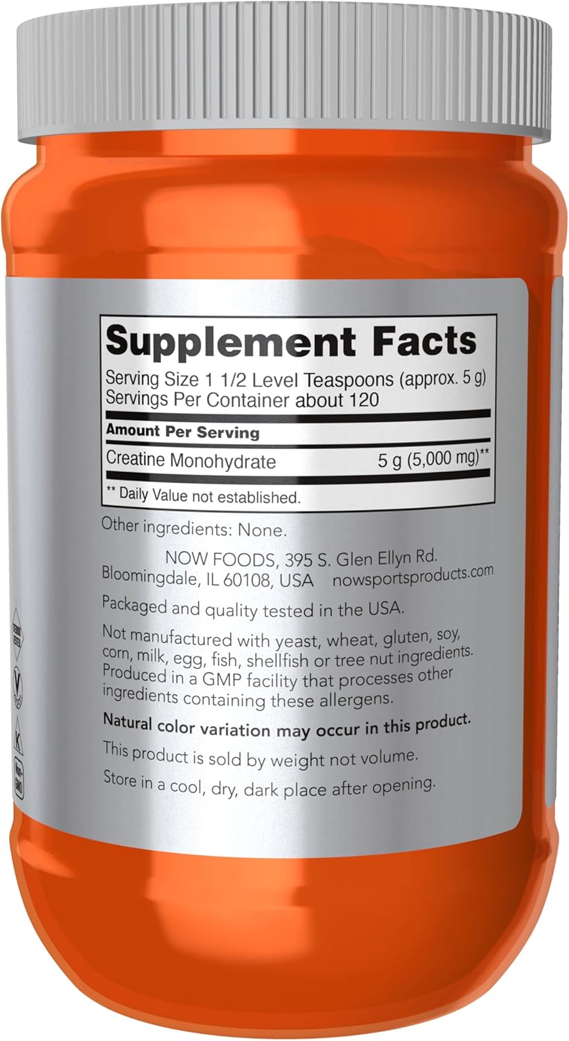 NOW Foods Creatine Monohydrate Powder for Mass Building and Energy Production - 21.2 oz