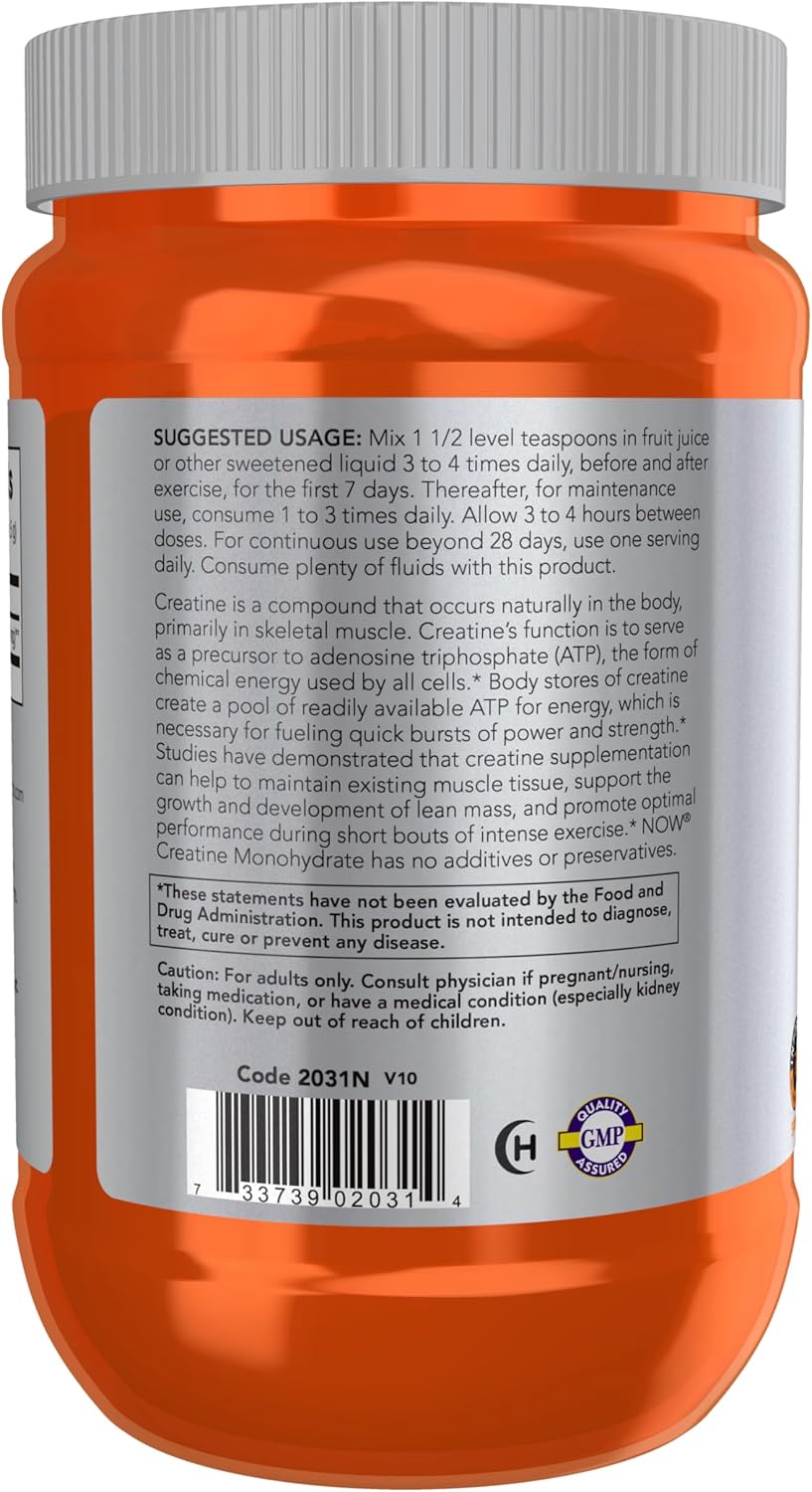 NOW Foods Creatine Monohydrate Powder for Mass Building and Energy Production - 21.2 oz