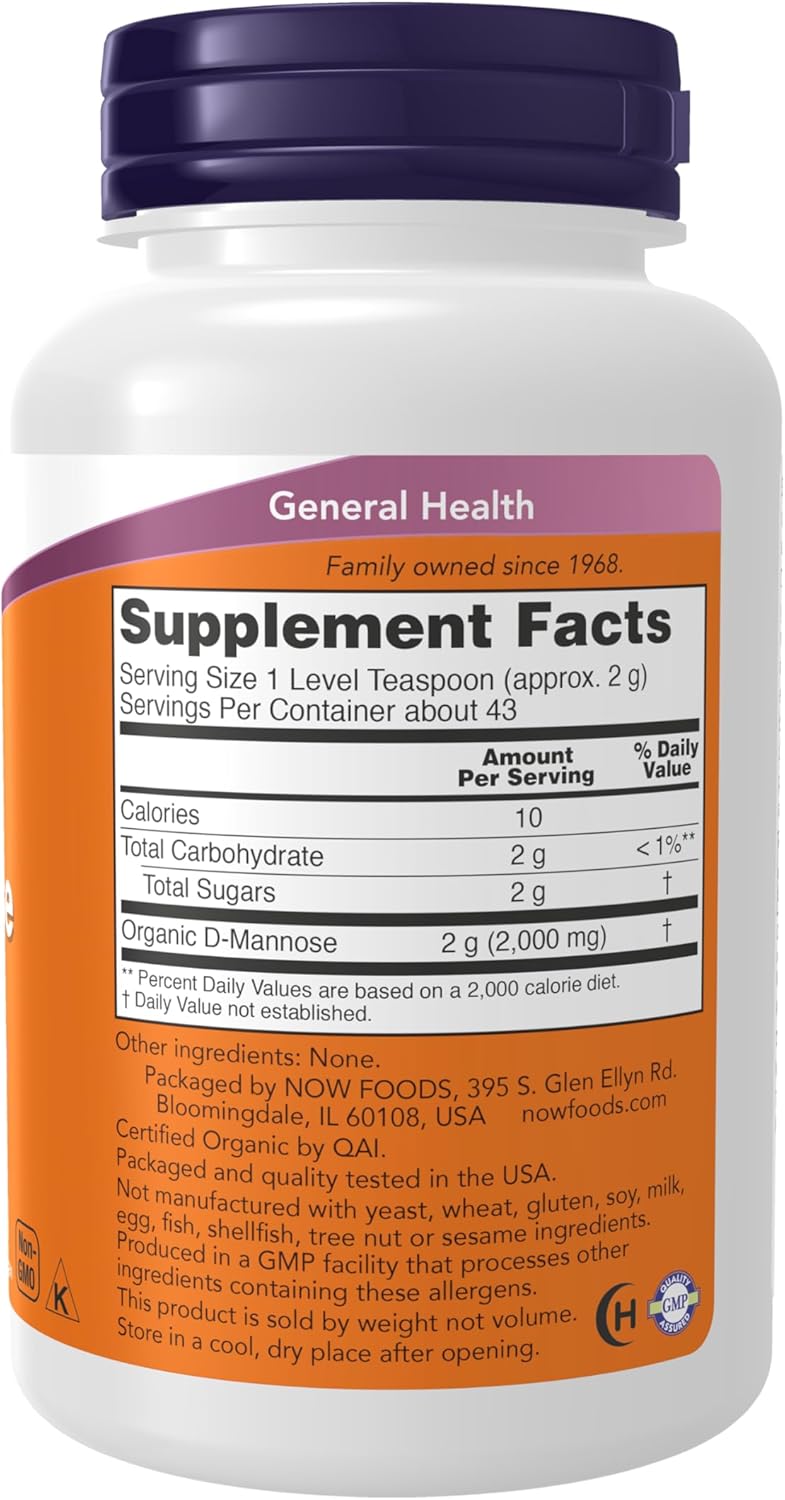 NOW Foods D-Mannose Powder - Immune Support for Healthy Urinary Tract - Non-GMO, 3oz