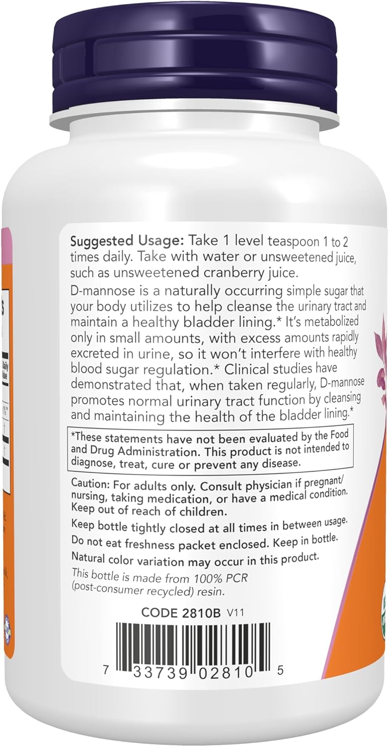 NOW Foods D-Mannose Powder - Immune Support for Healthy Urinary Tract - Non-GMO, 3oz