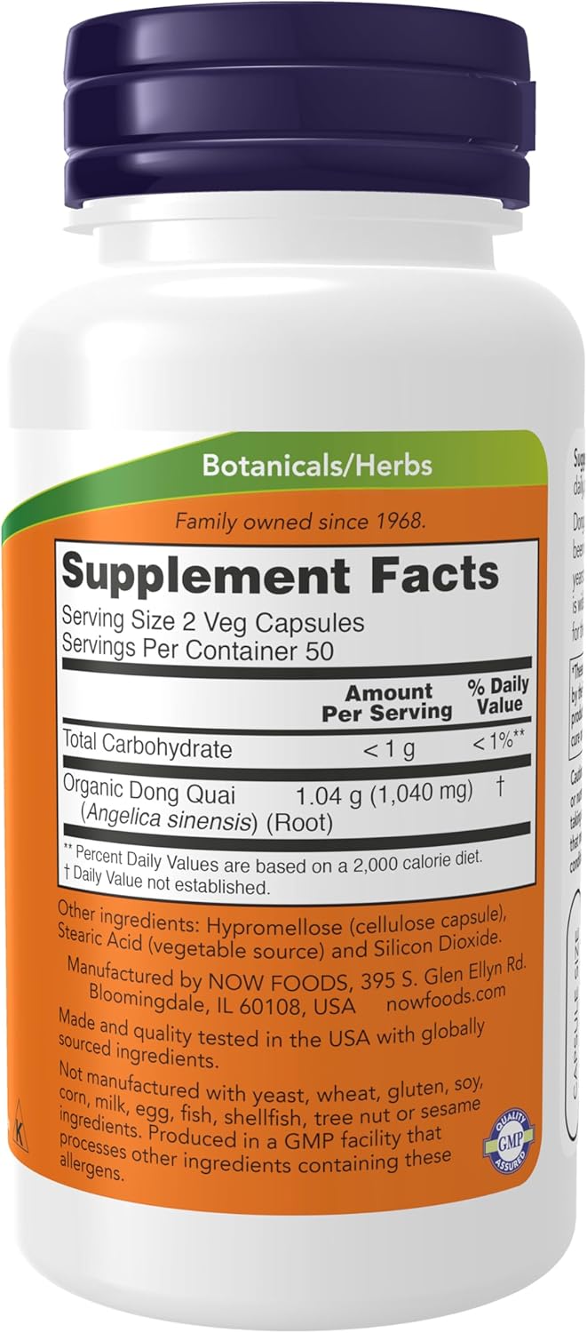 NOW Foods Dong Quai 520 mg Veg Capsules - Female Support Supplement